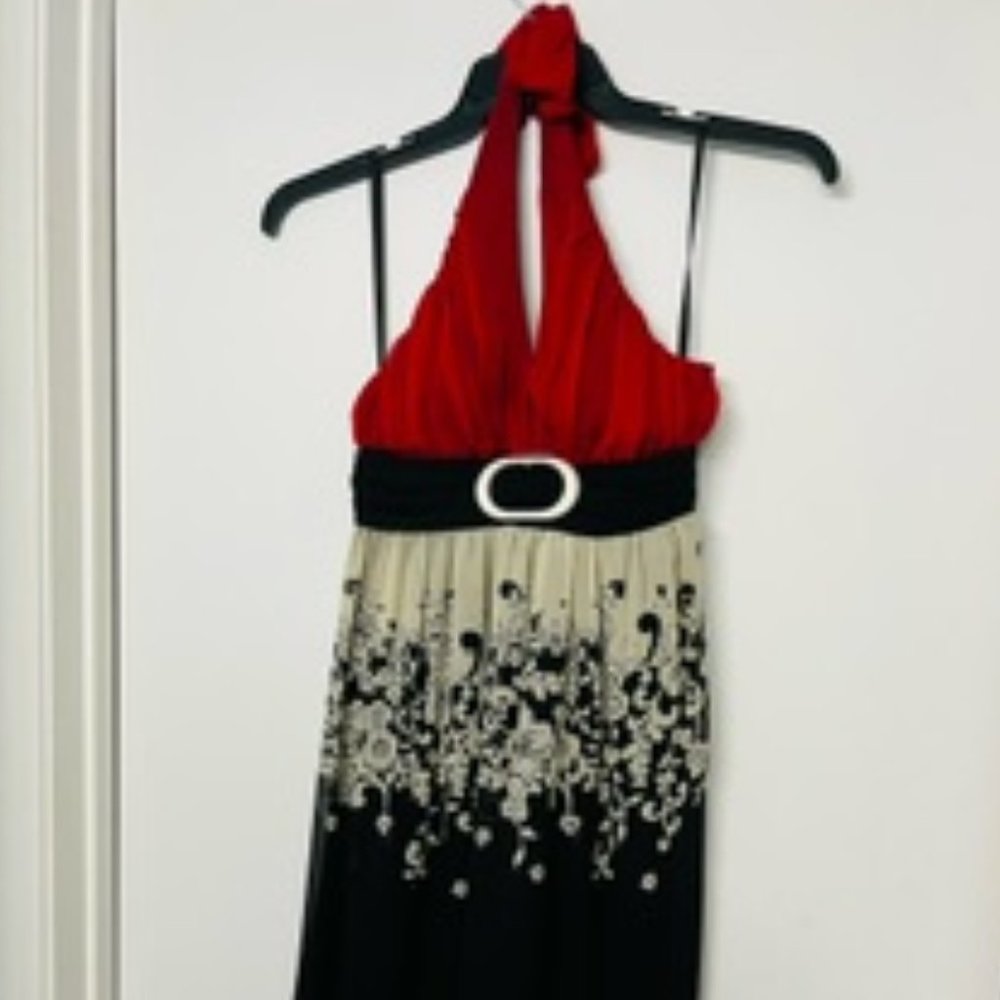 Jonathan Martin - Halter Neck Backless Dress with Side Zipper- Size 8P